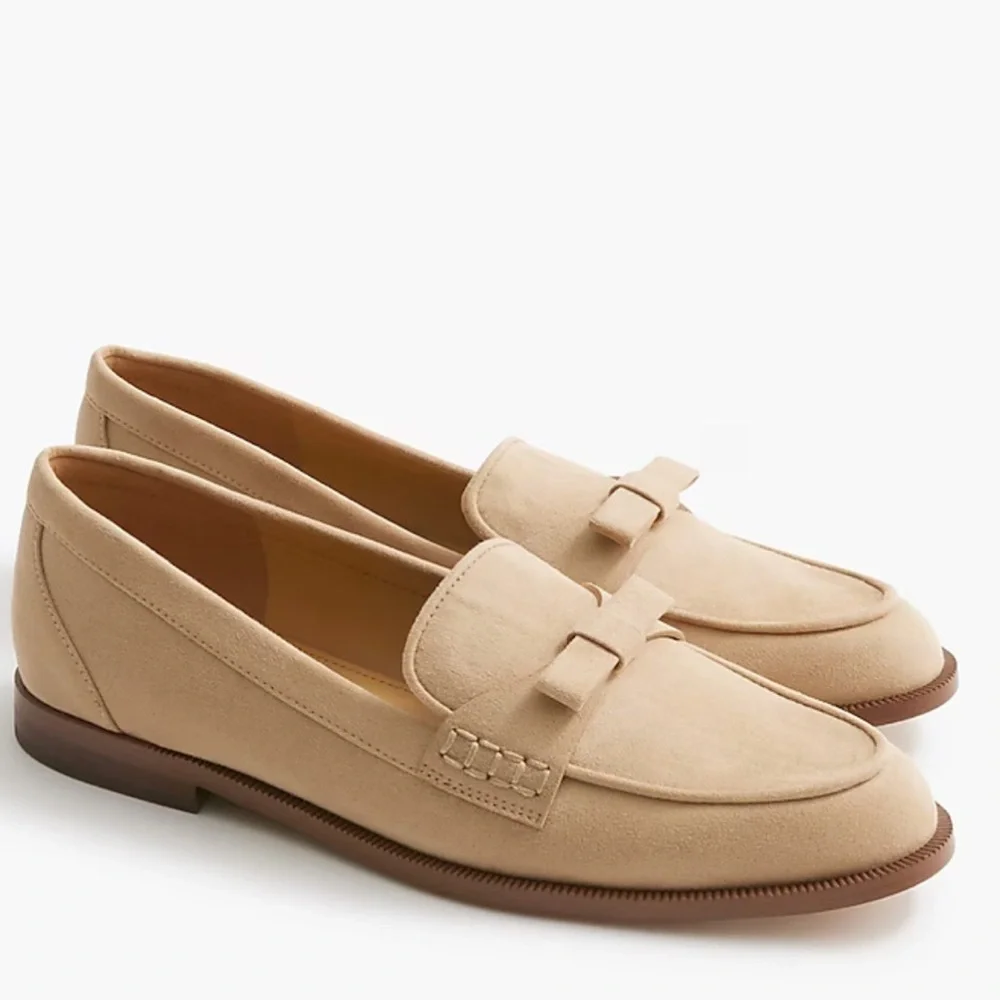J. Crew Sueded bow loafers Loafers Light Khaki Size 7 - Picture 1 of 9